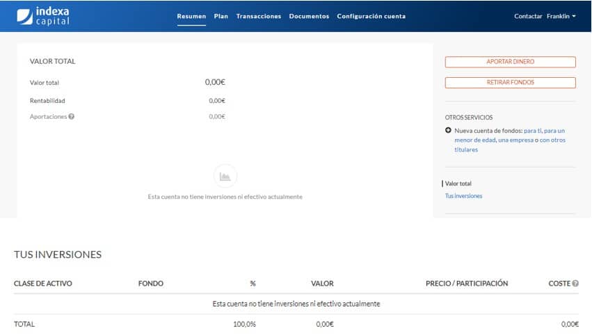 Indexa Capital Dashboard