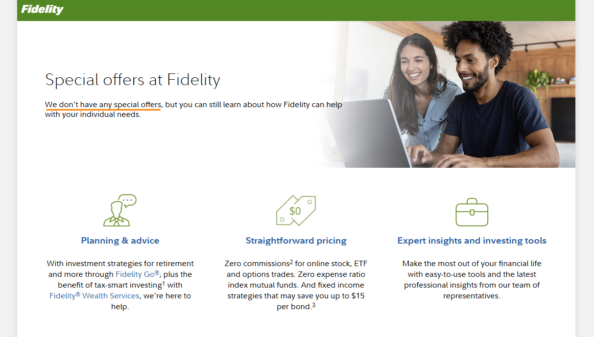 Fidelity offers page, as of October 2025