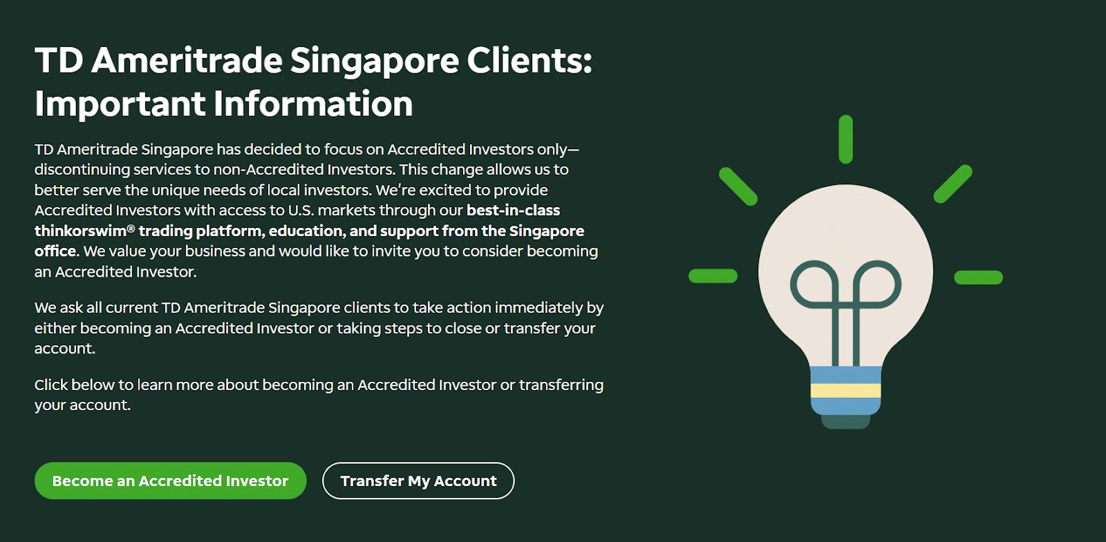 td ameritrade singapore important information