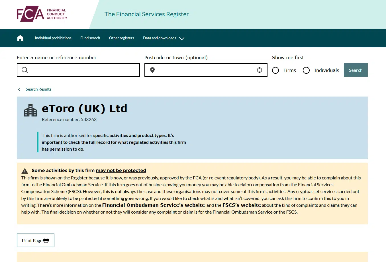 eToro FCA regulation